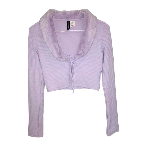 Fur-collared Knit Shrug - Picture 1 of 2